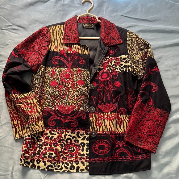 Alex Kim  Animal Print Patchwork Jacket  Small - Picture 1 of 4